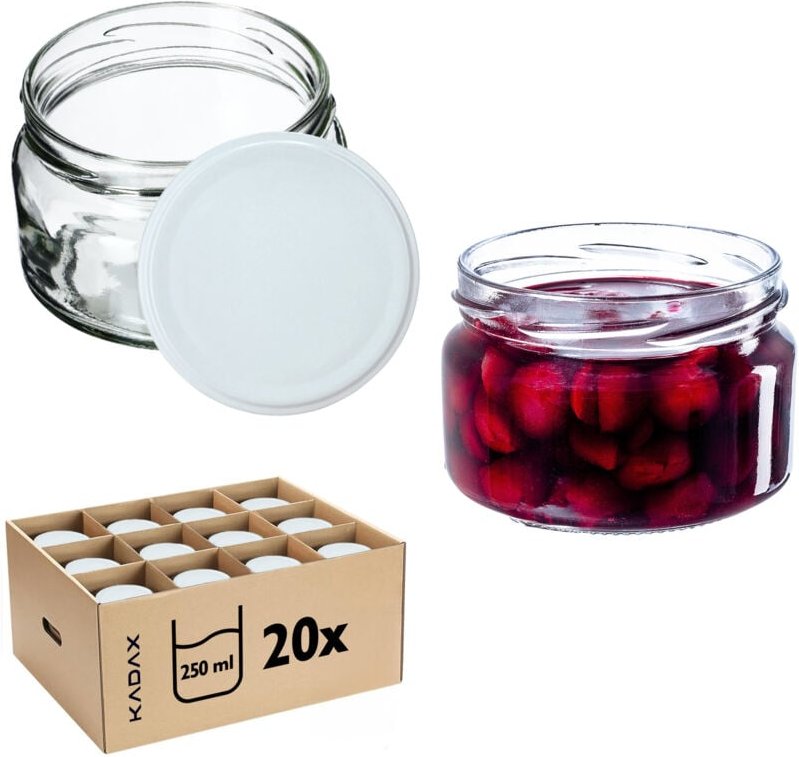 Kadax - 20er-Set kleine Marmeladengläser mit Deckel - 250 ml - luftdicht - zum Verschenken - für Honig