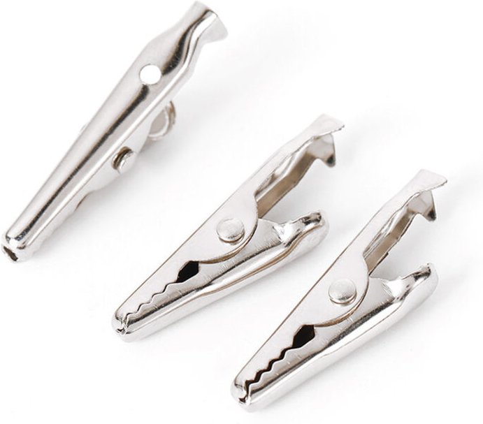 Lntyq - 20 Krokodilklemmen aus Metall Eisen, vernickelt, 31,2 mm lang Maulöffnung für festen Halt Krokodilklemmen zum Ba...