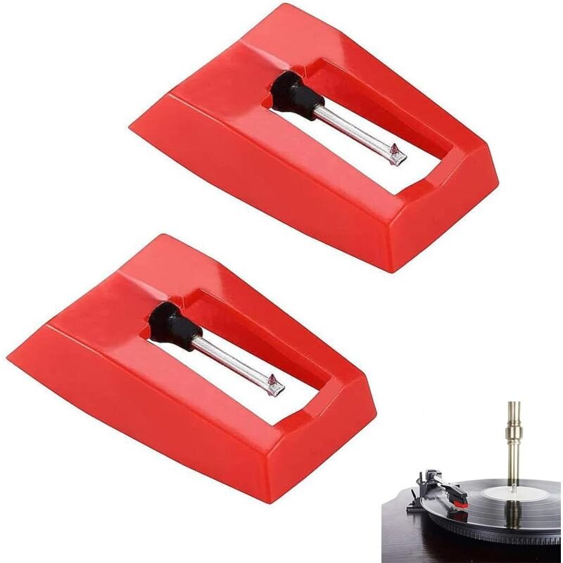 2 Stück Plattenspieler Nadel, Saphir Diamond Needle Replacement, Tonabnehmer Nadel für Plattenspieler, 1.8cm x 1cm, Ersa...
