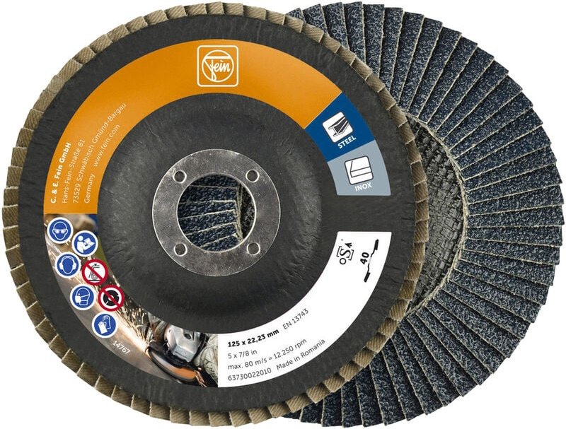 Fcherschleifscheibe, 10 Stück (125 mm, Korn 40, zum Zirkonkorund) - Fein