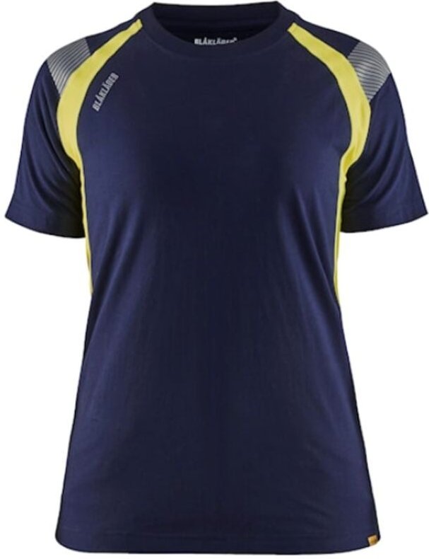 Arbeits-T-Shirt mit Neon-Details Damen 3402 - Marine/Gelb Neon S