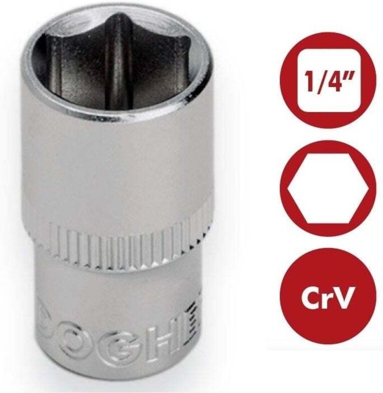 Sechskant-Steckschlüssel 1/4 CrV 9/16 Dogher 500-9/16