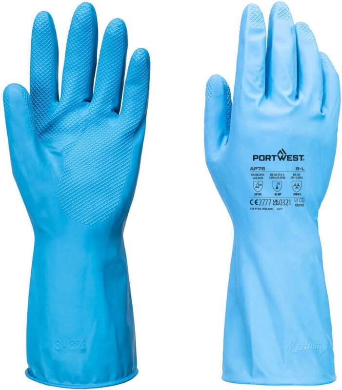 Thumbnail - Pack mit 12 Paar FD Chemiehandschuhe B aus Nitril, Blau, Größe M – Größe 8