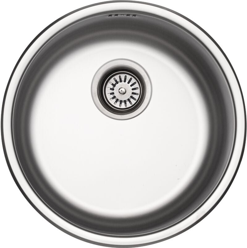 Edelstahlspüle 450 mm rund 1 Becken inkl. Siebkorbventil Überlauf