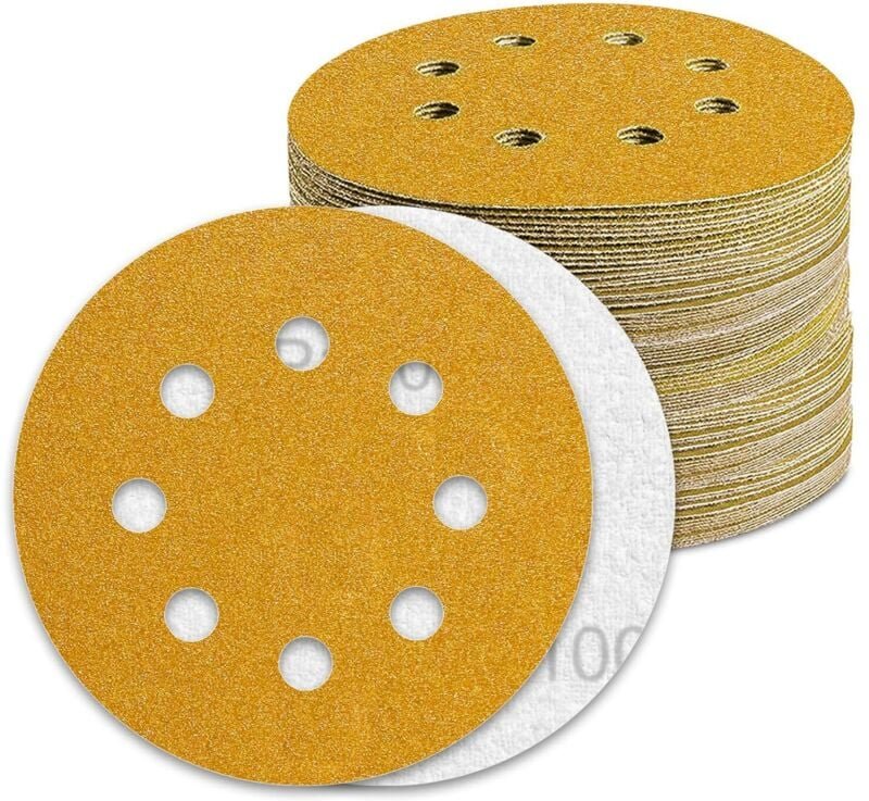 125 mm Schleifscheibe, Schleifpapier mit Körnung 100, 100 Stück Schleifscheiben für Exzenterschleifer, Schleifpapier