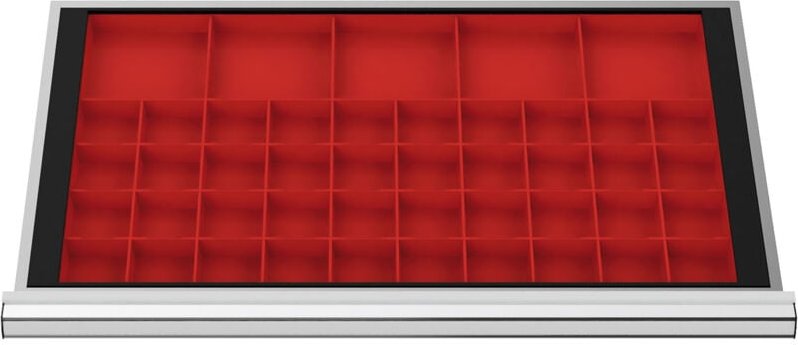 STIER Schubladeneinteilung Kleinteilekästen BLH 100 mm Innenmaß 800x450 mm 40 KTK 75x75 mm