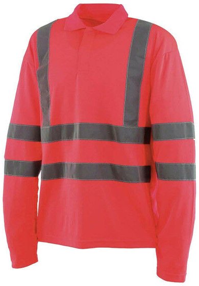High Visibility Polo Shirt - Lange Ärmel - Neonrot - 3XL