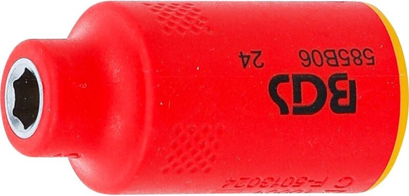 VDE-Steckschlüssel-Einsatz Sechskant Antrieb Innenvierkant 10 mm (3/8") SW 6 mm