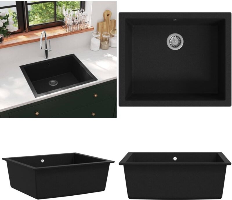 Küchenspüle mit Überlauf Schwarz Granit - Küchenspüle - Küchenspülen - Home & Living - Schwarz