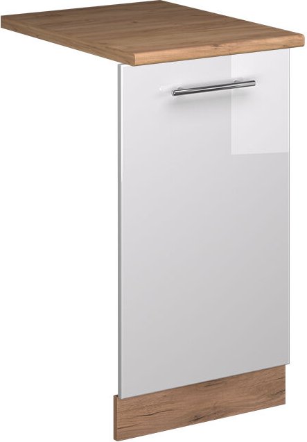 Vicco - Geschirrspülblende Fame-Line, Weiß Hochglanz, 45 cm , ap Eiche