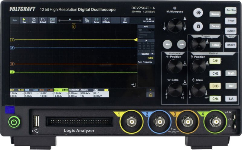 VOLTCRAFT DOV2504F LA Digital-Oszilloskop 250 MHz 4-Kanal 1.25 GSa/s 100 Mpts 12 Bit Digital-Speich
