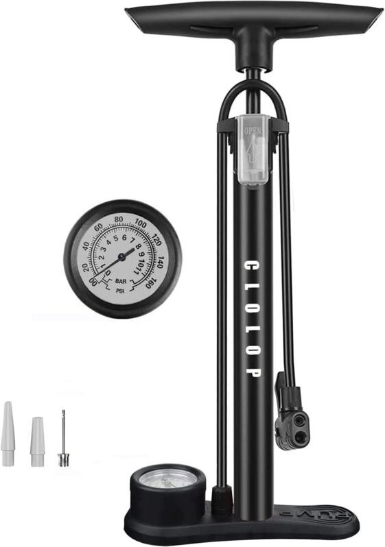 Fahrradpumpe Fahrrad Fußpumpe Ballpumpe mit Presta- und Schrader-Ventilen für Fahrradreifen Sportbälle Schwimmringe usw.