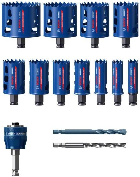 Expert Tough Material Lochsäge-Set, 20/22/25/32/35/40/44/51/60/68/76 mm, 14-tlg. - Bosch
