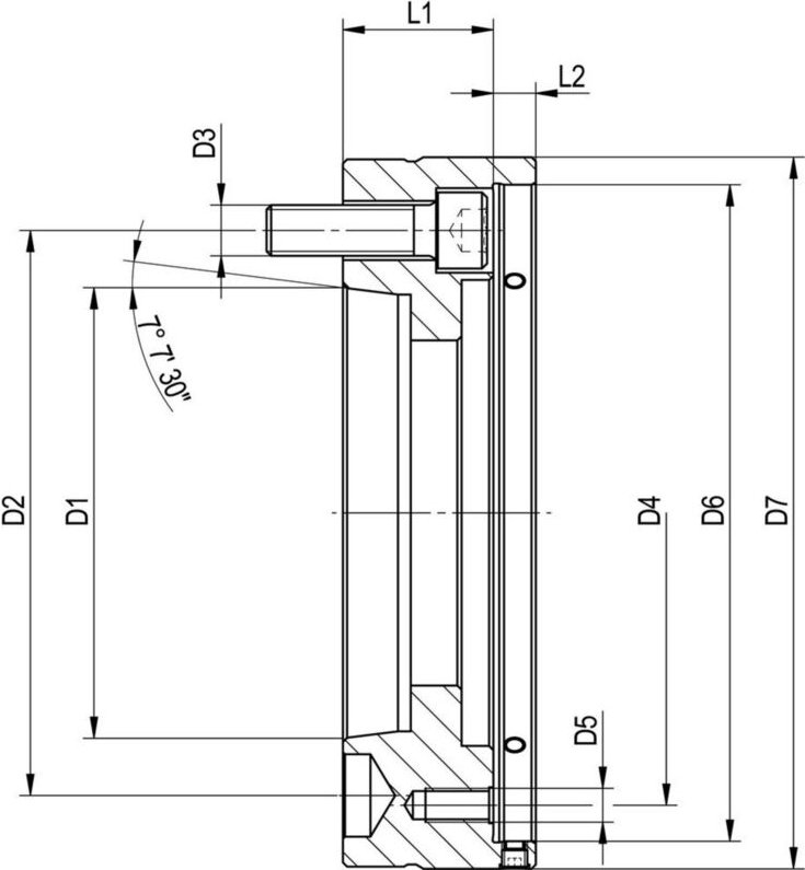 Röhm Zwischenflansch ISO 702-1 (DIN 55028), Größe 52/65-A6, mit Einstellschraube - 1283199