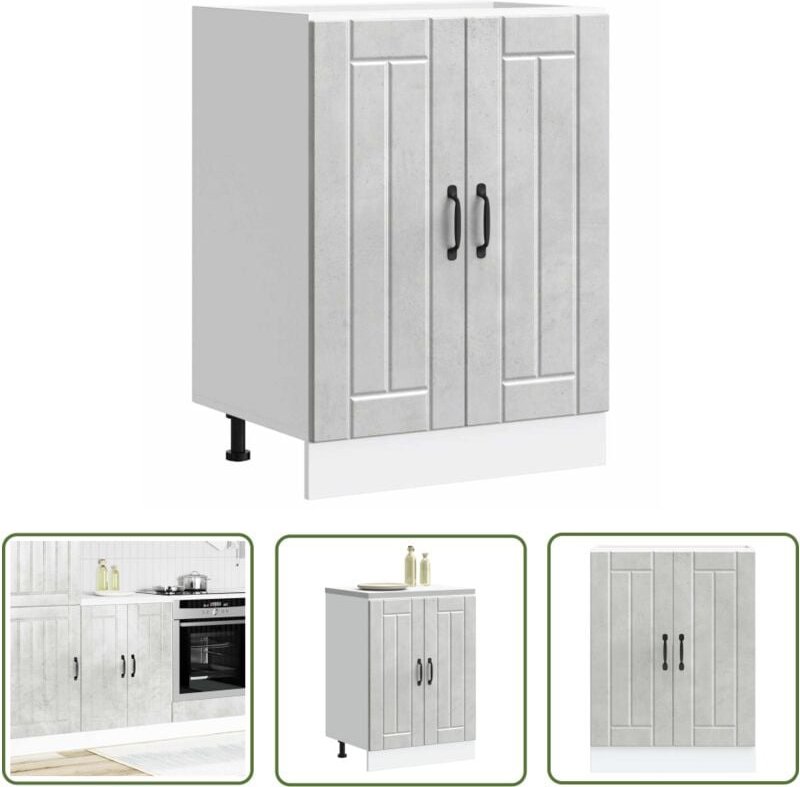 The Living Store - vidaXL Spülenunterschrank Lucca Betongrau Holzwerkstoff