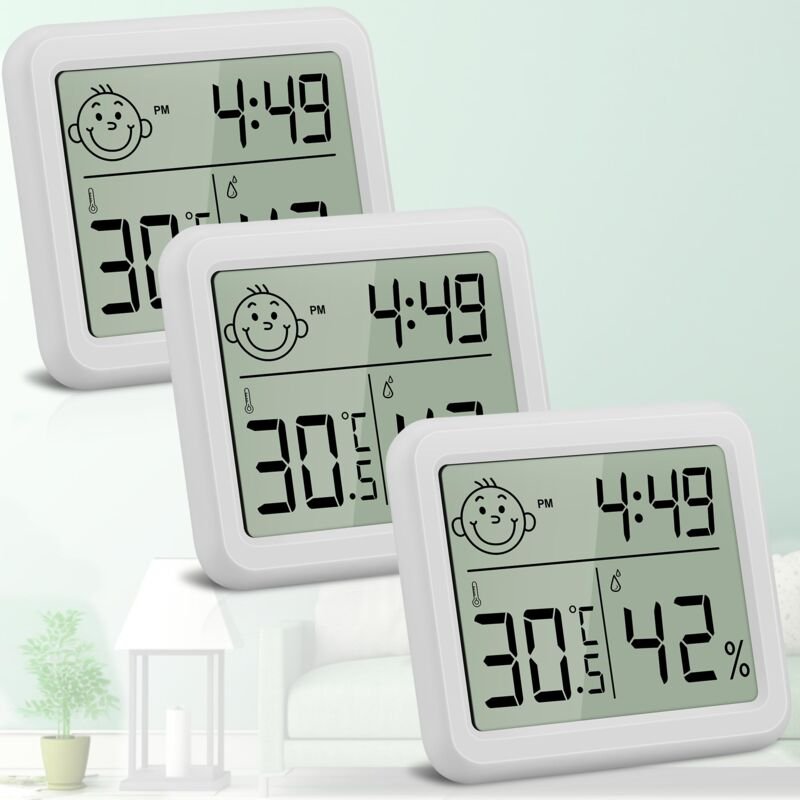 Digitales Innenthermometer, Innenhygrometer, Thermometer und Hygrometer, Komfortfunktion, Innenzeit, Babyzimmer, Büro (3...