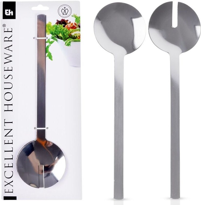 Salatlöffel, Stahl, Silber, 2-teiliges Besteckset, EXCELLENT HOUSEWARE 139394