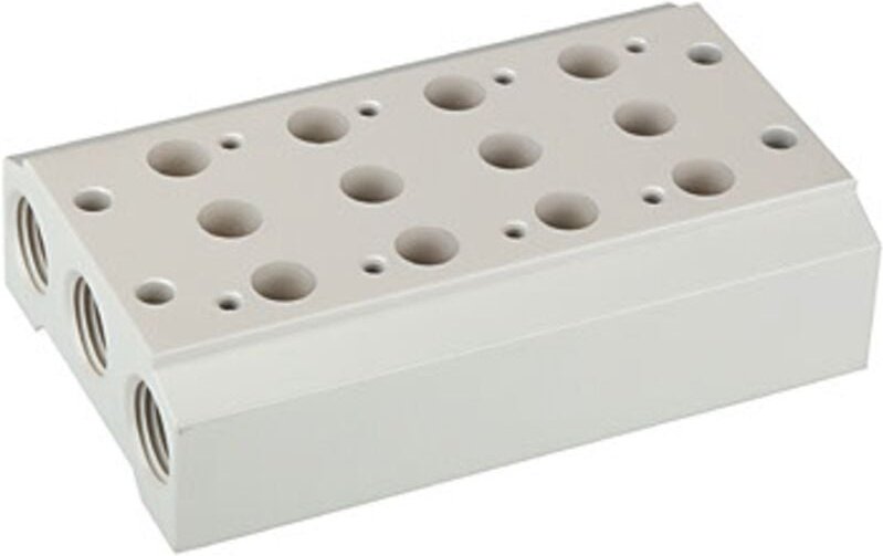 Riegler Mehrfach-Grundplatte für 5/2-5/3-Wegeventile, 4 Positionen, G 1/2