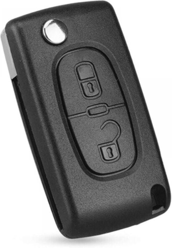 1-teiliges 2-Tasten-Klappautoschlüsseletui mit Schlüsselring und Batteriehalter, kompatibel mit PEUGEOT CITROËN