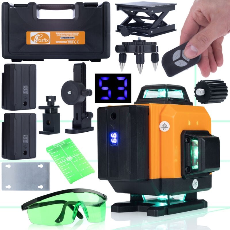 Rosfix Laser-Nivelliergerät Rosfix Orange Tiger 16 Linien ROT16L + Rosfix Grünes Zifferblatt zum Ablesen der Laser-Fülls...