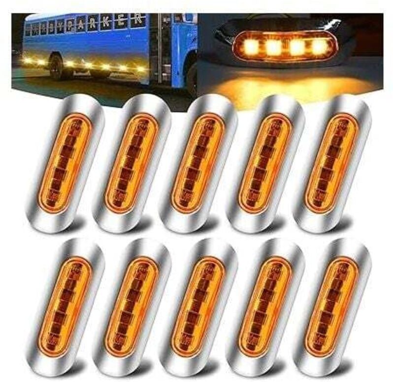 SHINING HOUSE Lot de 10 feux de gabarit latéraux Ambra à LED 12 V-24 V CC, indicateur de position étanche avec lunette c...