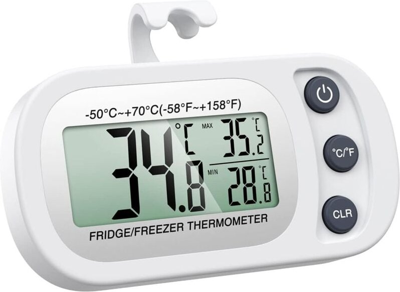 Qiyao - Thermomètre à Réfrigérateur, Thermomètre à Congélateur Numérique avec Crochet, Écran lcd Facile à Lire
