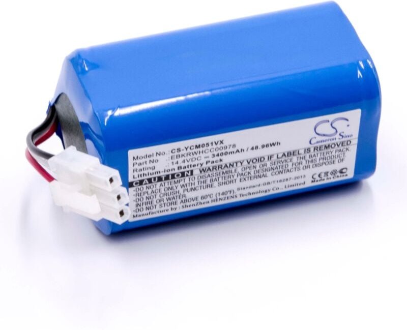 vhbw Akku kompatibel mit iClebo YCR-M05-30, YCR-M05-20, YCR-M05-11, YCR-M05-10, YCR-M05-50 Staubsauger (3400 mAh, 14,4 V...