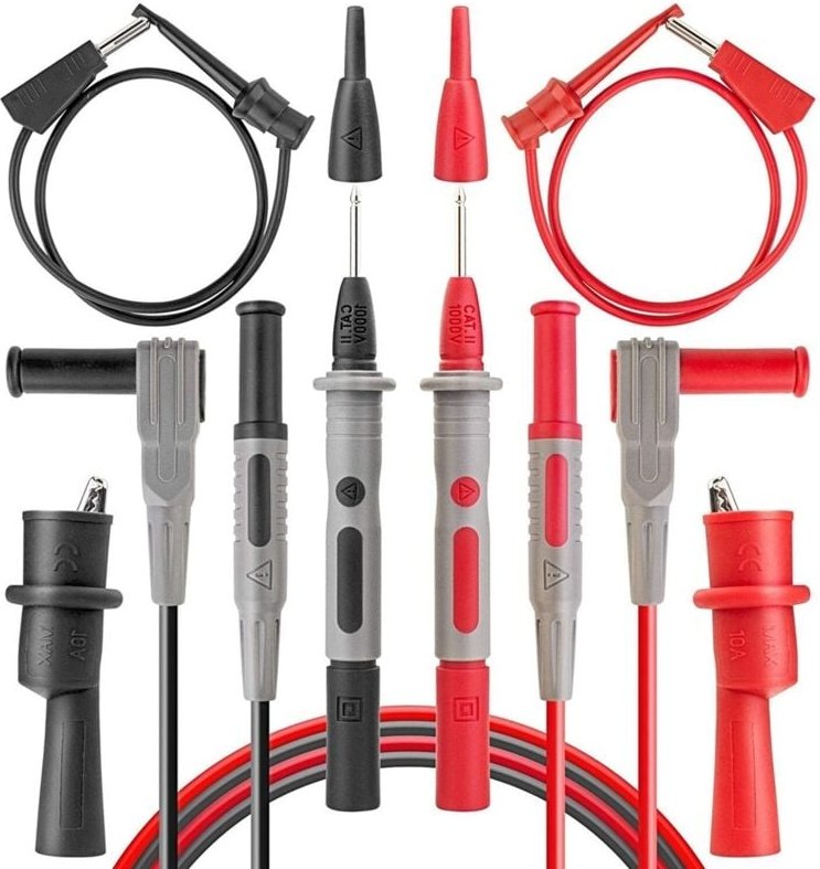 Tlily - 8-Teiliges Multimeter-Messleitungsset mit Krokodilklemmen und AM33D-Multimeter mit 2000 Zählern