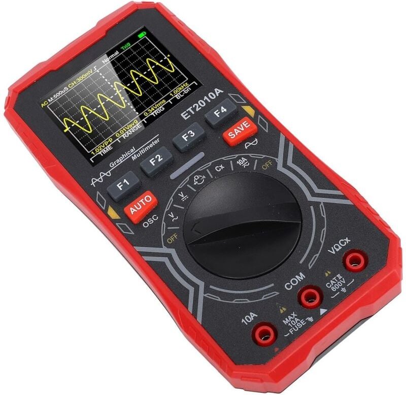 Tragbares Oszilloskop-Multimeter, 1 MHz, 2,5 Msps Bandbreite, 2 in 1, automatischer Ruhezustand, Farbdisplay mit Datensp...