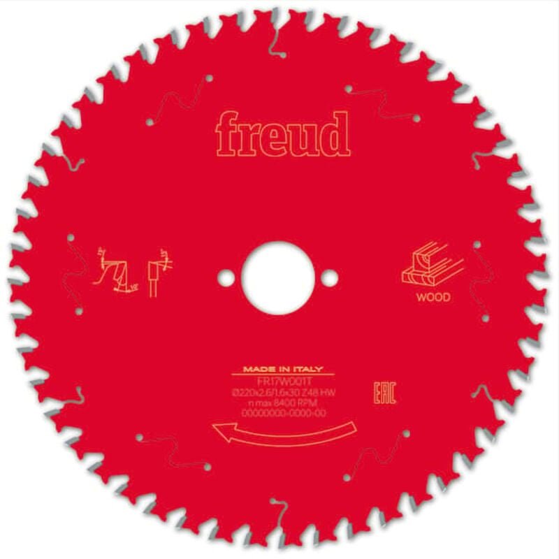 Freud - Sägeblatt für Handkreissäge Ø220 2,6/1,6 AL30 Z48 ba 10° - F03FS09771 -FR17W001T