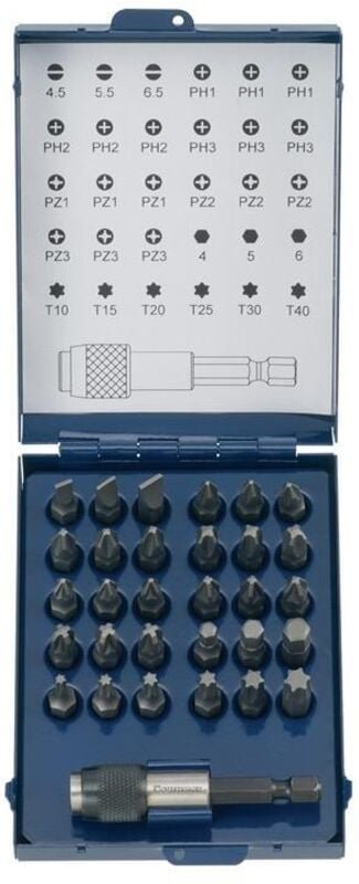 Bitsortiment 31-teilig Schlitz/PH/PZD/TX mit Magnet und Schnellwechselfutter