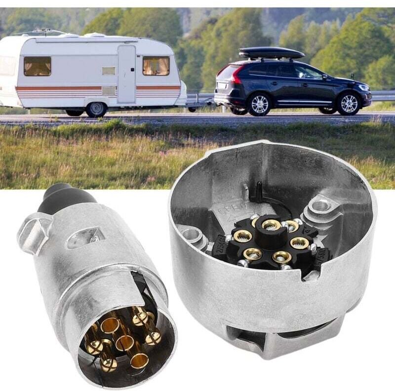 7-poliger Anhängersteckeradapter aus Aluminium für 12 v Wohnwagen, Boote und Wohnmobile –
