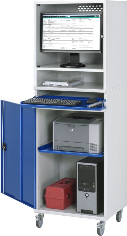 Thumbnail - Computer-Schrank 65 mit Monitorgehäuse T520 mm, B650xT520xH1895mm, mobil - RAU