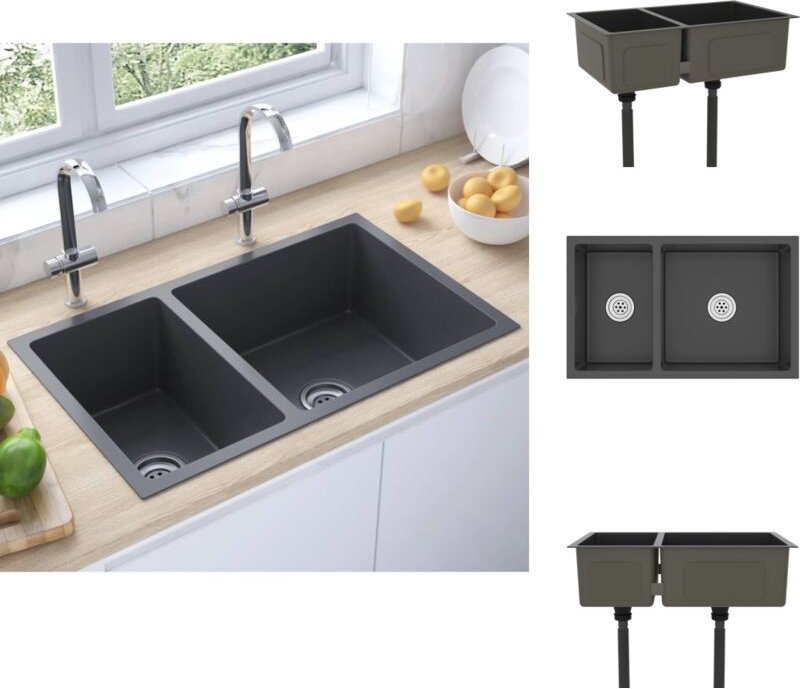 Küchenspülen & Spülbecken - Living Küchenspüle Schwarz Edelstahl - Schwarz