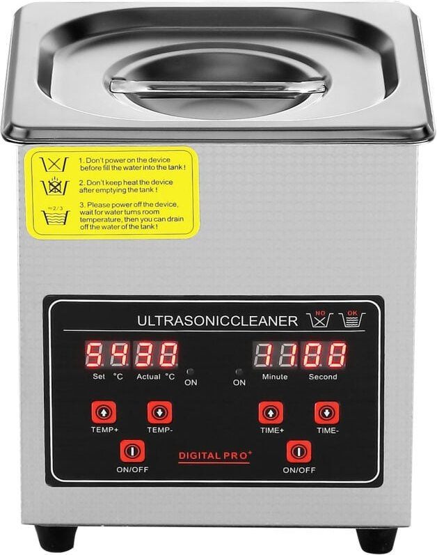 Ultraschallreiniger mit digitalem Timer und Heizung, 2 l professioneller Ultraschall-Schmuckreiniger aus Edelstahl für B...