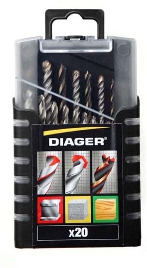 Diager - Set mit 20 Mischbohrern für Holz und Metall - 5017A