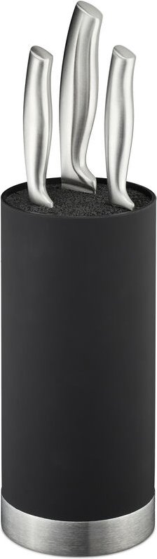 Messerblock rund, Messerhalter unbestückt, universal, Messeraufbewahrung mit Borsten, HxD: 22 x 11 cm, schwarz - Relaxda...
