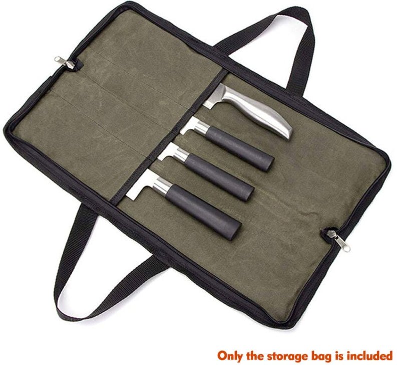 Messerscheide (4 Fächer), Kochtasche aus Segeltuch mit Griffen, tragbare wasserdichte Tasche