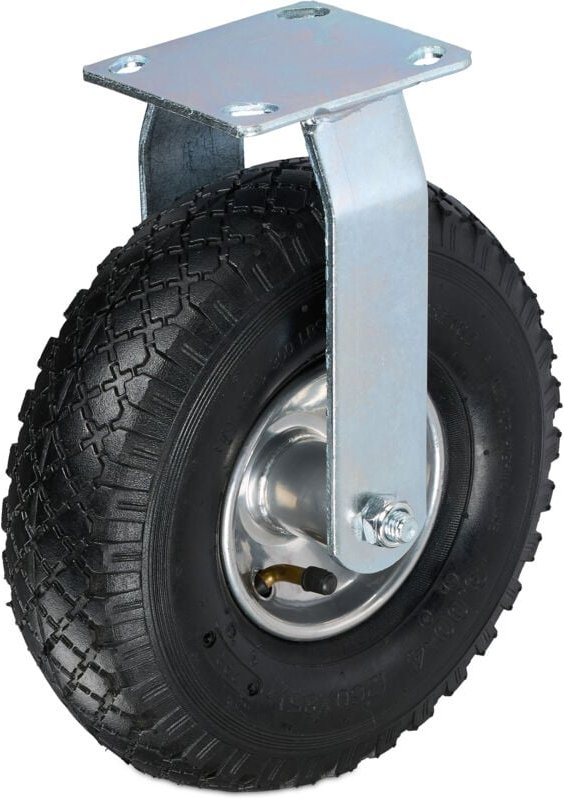 Relaxdays - Bockrolle, 3.00-4, Traglast 120 kg, Gummi, Stahlplatte, luftbereift, Schwerlastrad, Gummirolle, schwarz/silb...