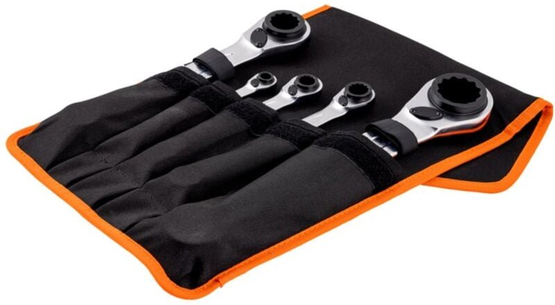 Bahco - Vierfach-Knarren-Ringschlüssel-Satz, 5-tlg, Gürteltasche