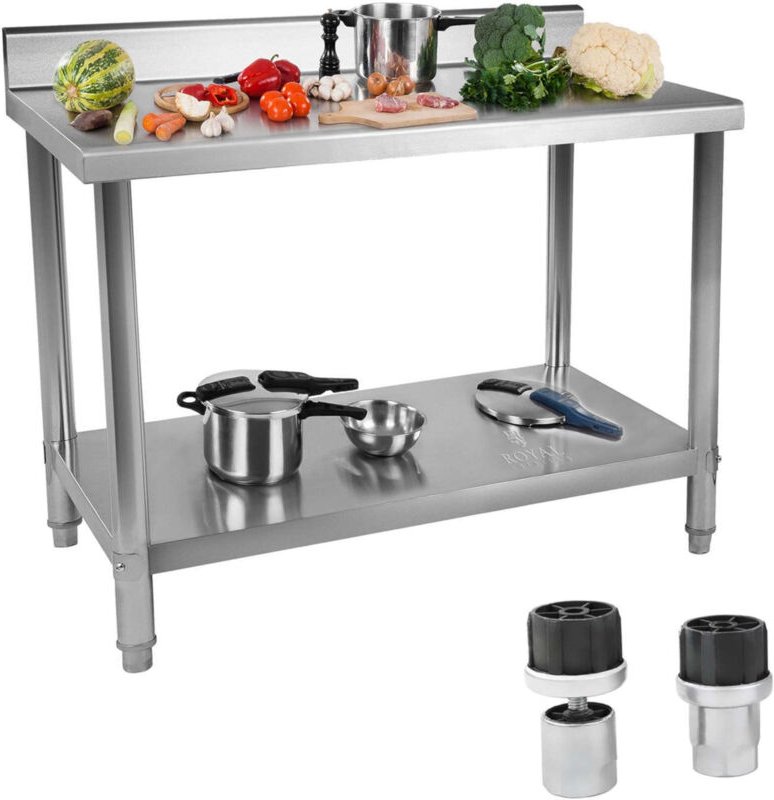 Royal Catering - Arbeitstisch Aus Edelstahl Mit Aufkantung 100X70X85cm Gastro Küchentisch Tisch