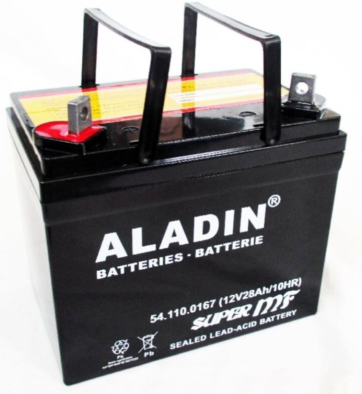 ALADIN 12V 28Ah hermetische Gel-Batterie links Pluspol für Rasentraktor