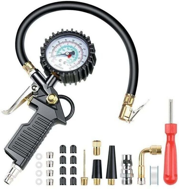 Thumbnail - CHOYCLIT Digitaler Reifendruckprüfer 220PSI, multifunktionale Reifendruckprüfpistole mit 24 Zubehörteilen, verschiedene ...