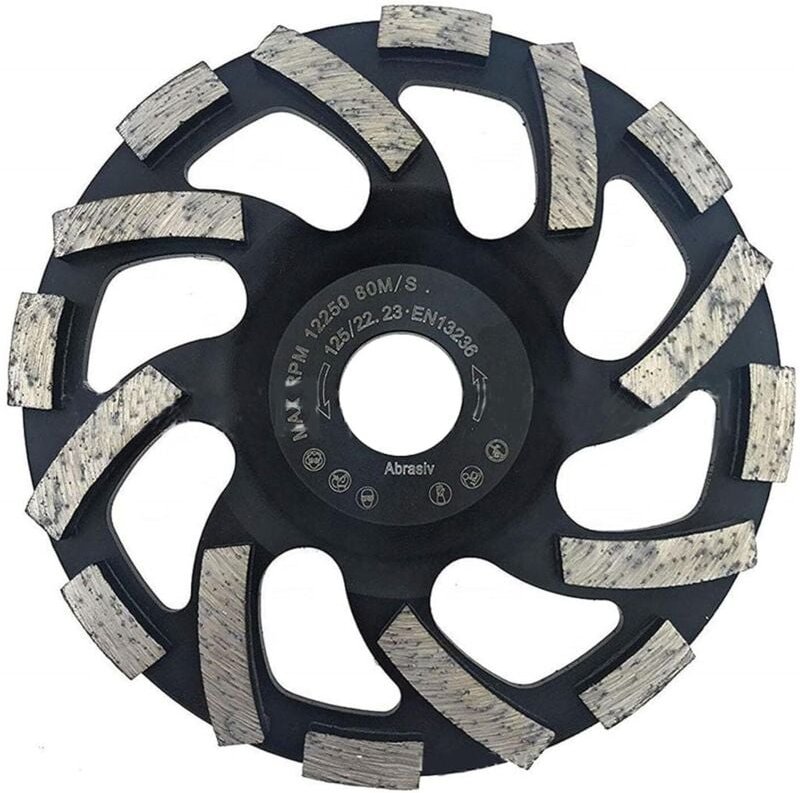 Beton-Schleifscheibe, 125 mm Diamant-Schleifscheibe zum Schleifen von Beton, Stein, Granit, Marmor - Lntyq