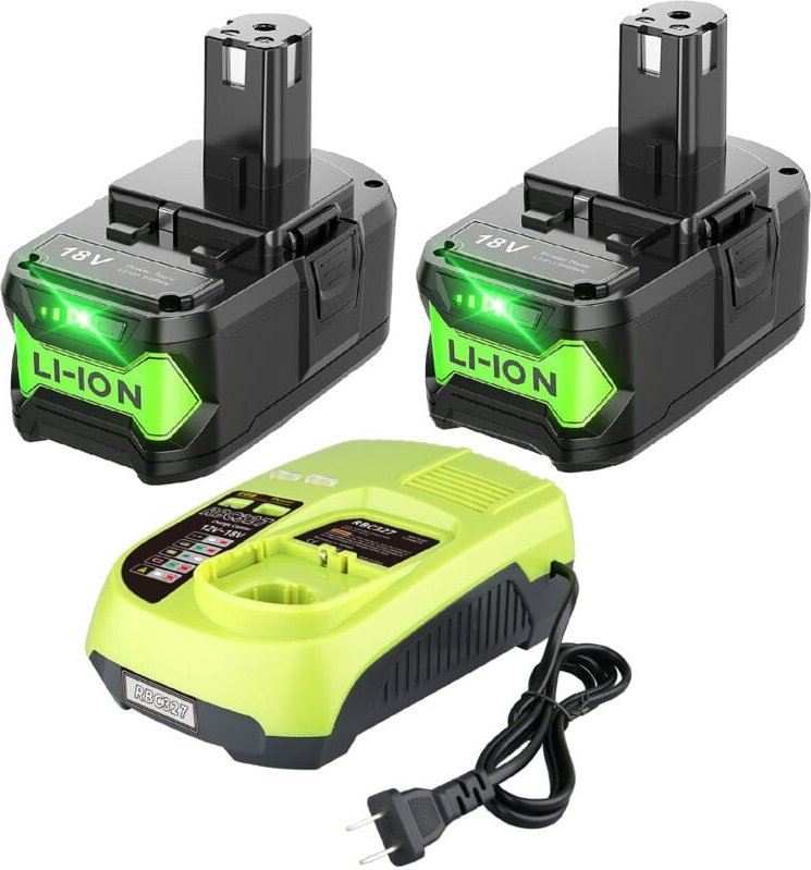Pdstation - 2er-Pack P108 18 v 9 Ah Lithium-Ionen-Akku und P117B 3 a Schnellladegerät mit USB-Anschluss, kompatibel mit ...