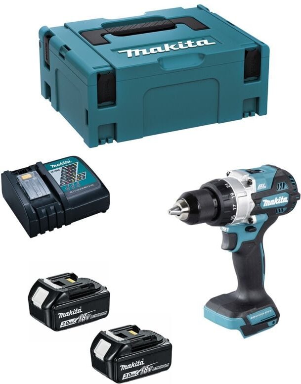 Dhp 486 rfj Akku Schlagbohrschrauber 18 v 130 Nm Brushless + 2x Akku 3,0 Ah + Ladegerät + Makpac - Makita