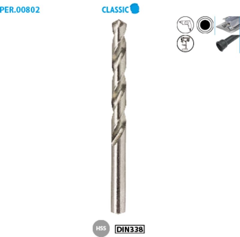 Metallbohrer HSS Classic ø 2,5 mm, Länge 57 mm, Nutzlänge 30 mm, 10er Pack