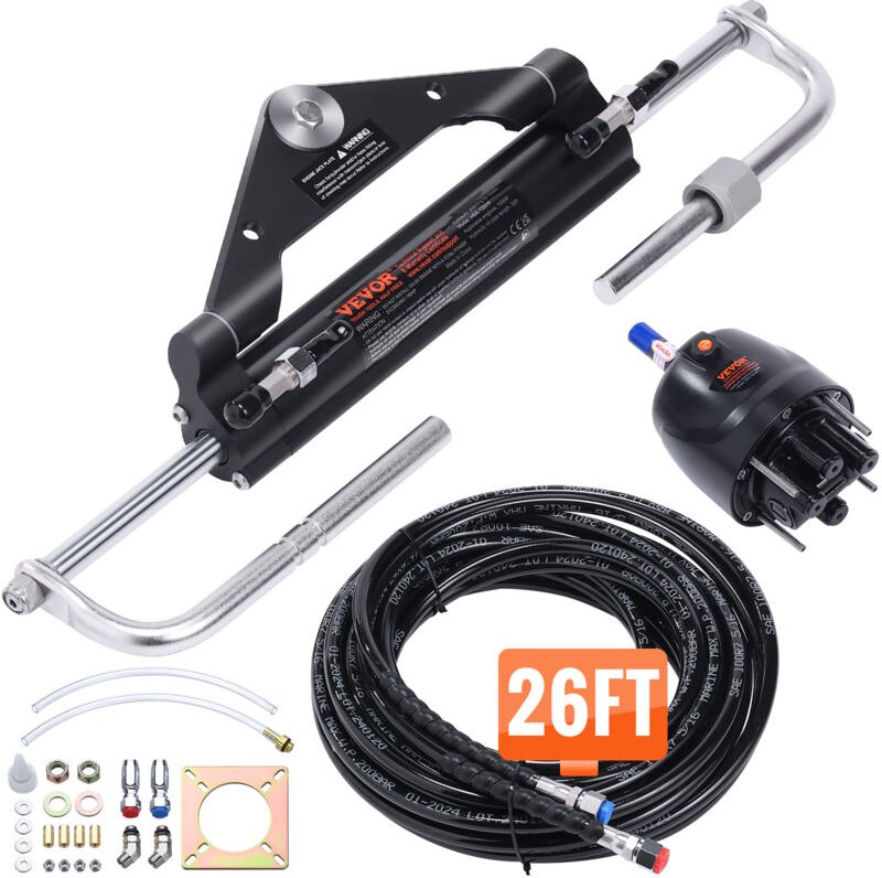 Mophorn - vevor Hydraulisches Außenborder-Lenkset, 150 ps, hydraulisches Lenksystem für Marineboote, mit Steuerpumpe, Zw...