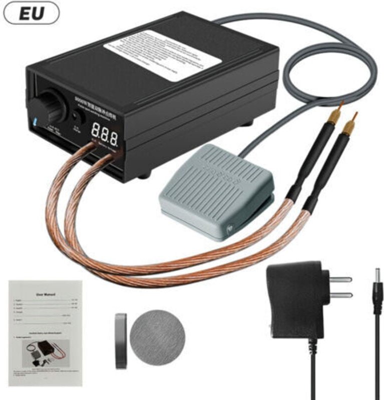 8000W Tragbare Punktschweißmaschine, einstellbar 0-1200A, 9600mAh Lithiumbatterie, Doppelschweißstift für 18650 Batterie...