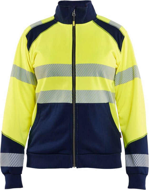 Arbeits-Sweatshirt mit Reißverschluss, Hochsichtbarkeit, Damen 3508 – Gelb/Navy XXL